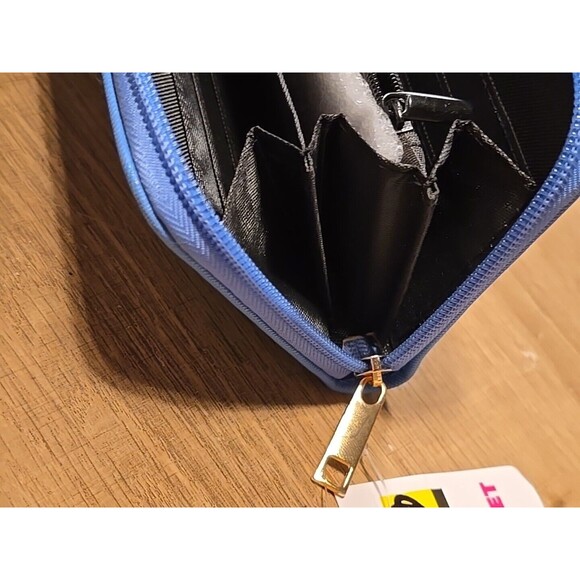 !! Womens Purse  Wallet Card Coin Holder Zipper Clutch LIGHT BLUE - Picture 5 of 7